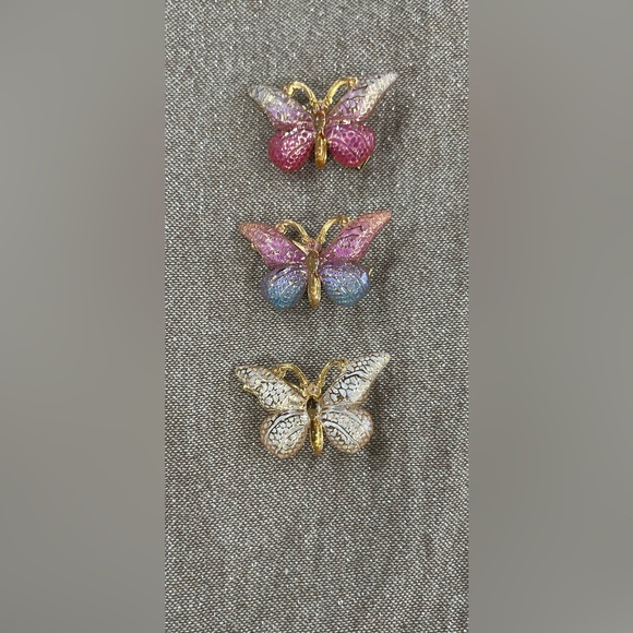 Other - Butterfly set of 3 Rainbow Color Hair Clips